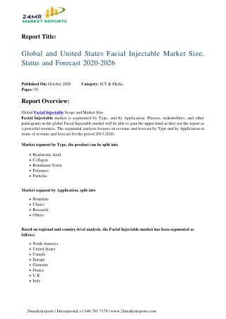 Facial Injectable Market Size, Status and Forecast 2020-2026