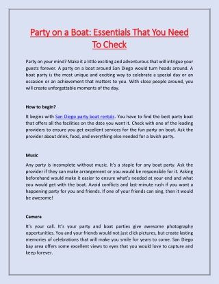 Party on a Boat: Essentials That You Need To Check