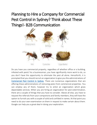 Planning to Hire a Company for Commercial Pest Control in Sydney? Consider These Things!