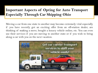 Important Aspects of Opting for Auto Transport Especially Through Car Shipping Ohio