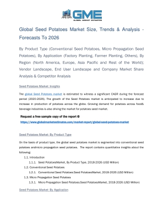 Global Seed Potato Market – Forecasts to 2026