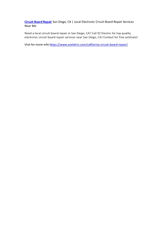 Circuit Board Repair San Diego, CA | Local Electronic Circuit Board Repair Services Near Me