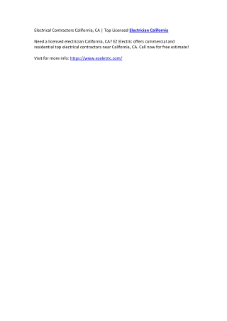 Electrical Contractors California, CA | Top Licensed Electrician California