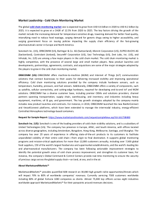 Cold Chain Monitoring Market by Offering, Temperature Type, Logistics, Application | COVID-19 Impact Analysis | Marketsa