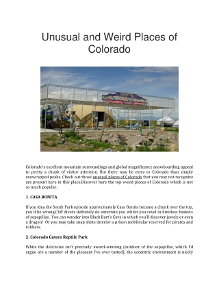 Unusual and Weird Places of Colorado