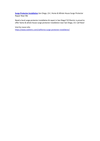 Surge Protector Installation San Diego, CA | Home & Whole House Surge Protector Repair Near Me