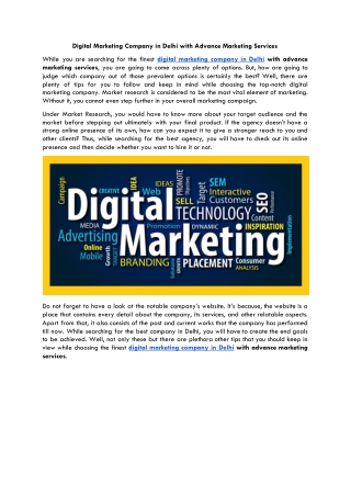 Digital Marketing Company in Delhi with Advance Marketing Services