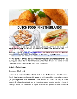 What Dutch food do you try out during a stay in the Netherlands?