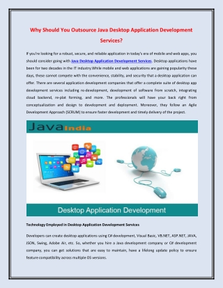 Java India – Outsource Best Java Desktop Application Development Services