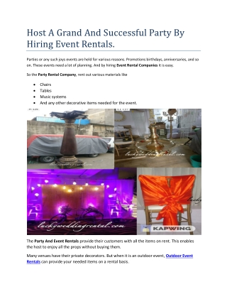 Host A Grand And Successful Party By Hiring Event Rentals.