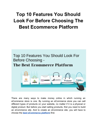 Top 10 Features You Should Look For Before Choosing The Best Ecommerce Platform