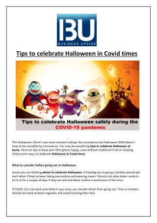 Tips to celebrate Halloween in Covid times