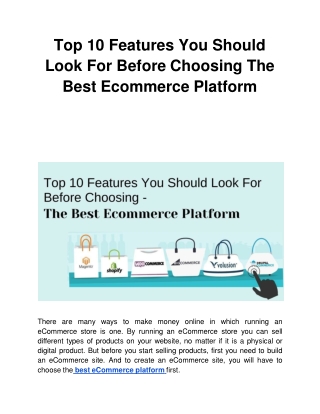 Top 10 Features You Should Look For Before Choosing The Best Ecommerce Platform