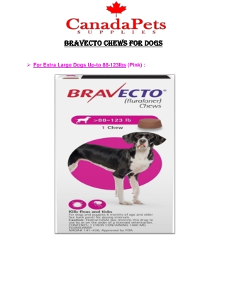 Bravecto for Extra Large Dogs 88-123lbs (Pink) - CanadaPetsSupplies