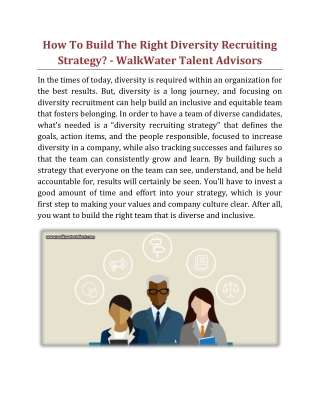 How To Build The Right Diversity Recruiting Strategy - WalkWater Talent Advisors