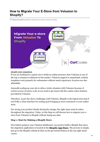 Migrate Your E-Store From Volusion To Shopify