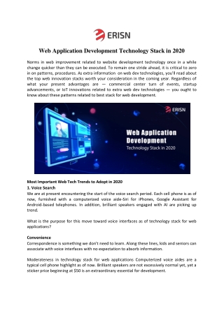 Web Application Development Technology Stack in 2020