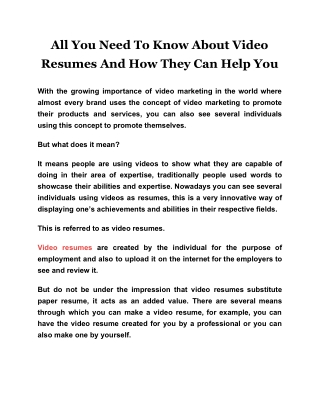 All You Need To Know About Video Resumes And How They Can Help You