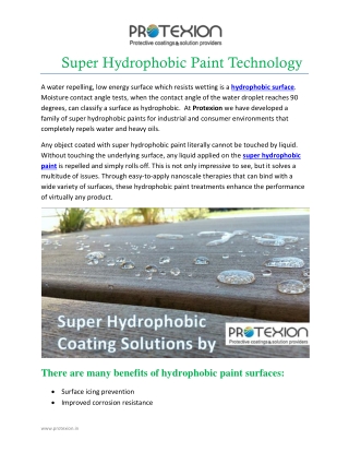 Super Hydrophobic Paint Technology