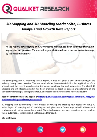 3D Mapping and 3D Modeling Market Size, Industry Analysis and Forecast Report