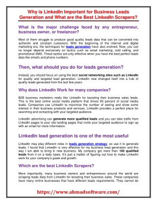 Leads Generation - what are the best LinkedIn scrapers