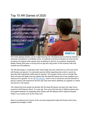 Top 10 AR Games of 2020