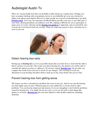 Audiologist Austin Tx