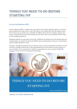 THINGS YOU NEED TO DO BEFORE STARTING IVF