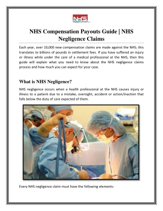 NHS Compensation Payouts Guide | NHS Negligence Claims