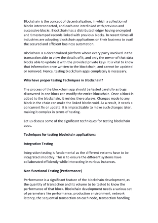 Testing is an Integral Part of in Blockchain Development