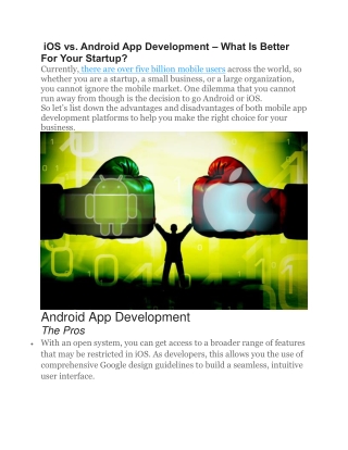 iOS vs. Android App Development – What Is Better For Your Startup?