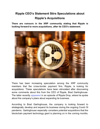 Ripple CEO’s Statement Stirs Speculations About Ripple’s Acquisitions