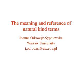 The And Reference Of Natural Kind Terms