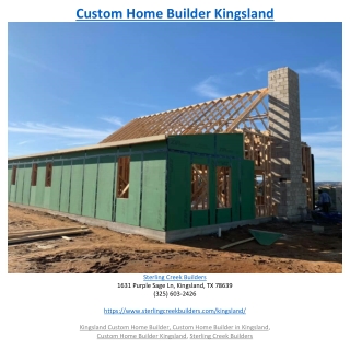 Custom Home Builder Kingsland