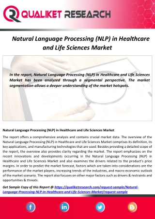 Natural Language Processing (NLP) in Healthcare and Life Sciences Market: Effect of COVID-19, World Business Overview, K