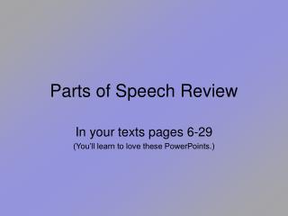 Parts of Speech Review