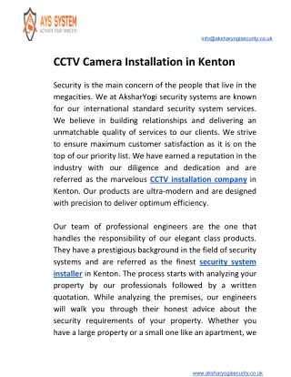 CCTV Camera Installation Kenton