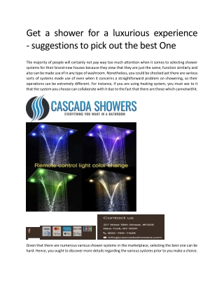 Cascada Showers | CASCADA SHOWERS