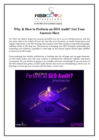 Why & How to Perform an SEO Audit? Get Your Answers Here