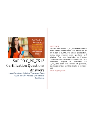 Latest Questions Answers for SAP PO C_PO_7513 Certification