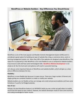 WordPress Or Website Builders – Key Differences You Should Know