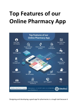 Top Features of our Online Pharmacy App