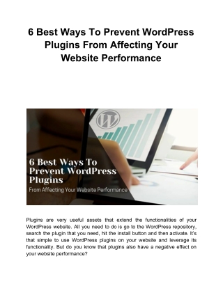 6 Best Ways To Prevent WordPress Plugins From Affecting Your Website Performance