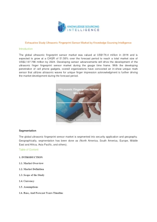 Exhaustive Study on Ultrasonic Fingerprint Sensor Market