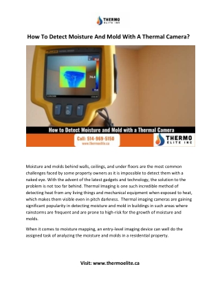 How To Detect Moisture And Mold With A Thermal Camera?