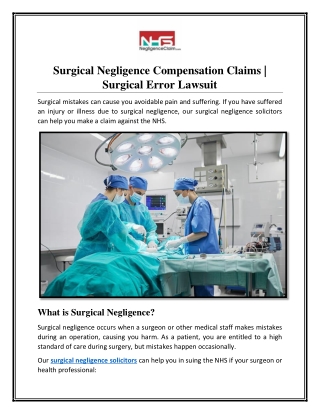 Surgical Negligence Compensation Claims | Surgical Error Lawsuit