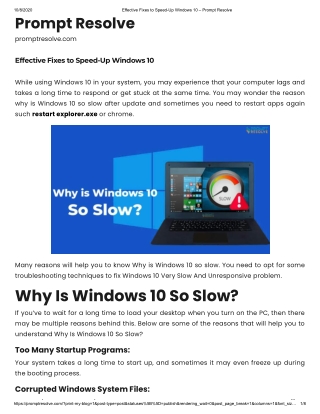 Effective Fixes to Speed-Up Windows 10