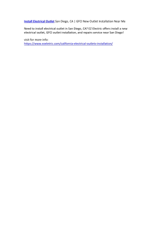 Install Electrical Outlet San Diego, CA | GFCI New Outlet Installation Near Me