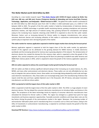 Thin Wafer Market by Wafer Size, Process, Technology , Application | COVID-19 Impact Analysis | MarketsandMarkets