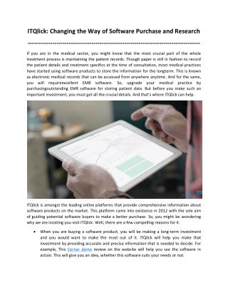 ITQlick: Changing the Way of Software Purchase and Research